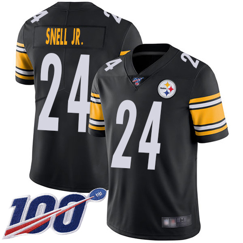 Men Pittsburgh Steelers Football #24 Limited Black Benny Snell Jr. Home 100th Season Vapor Untouchable Nike NFL Jersey->pittsburgh steelers->NFL Jersey